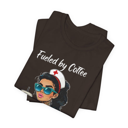 Tattoos & Coffee Nurse Graphic Tee White Script
