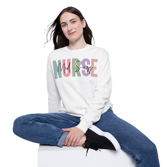Med Surg Nurse Pastel Multi Unisex Drop Shoulder Sweatshirt