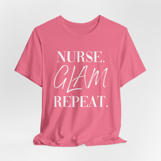 Nurse Glam Repeat Tee: Trendy T-Shirt for Nurses